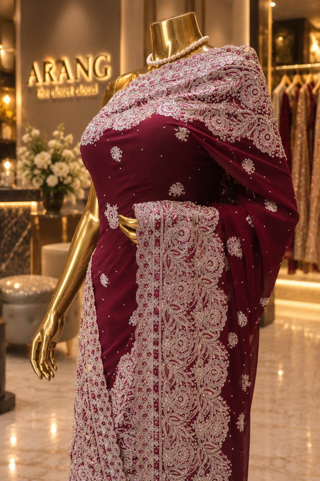 "The Burgundy" Premium Georgette Designer Saree