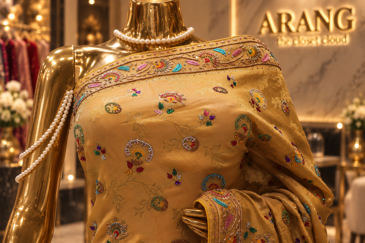 "The Mustard Gold" Premium Banarasi Handcrafted Saree