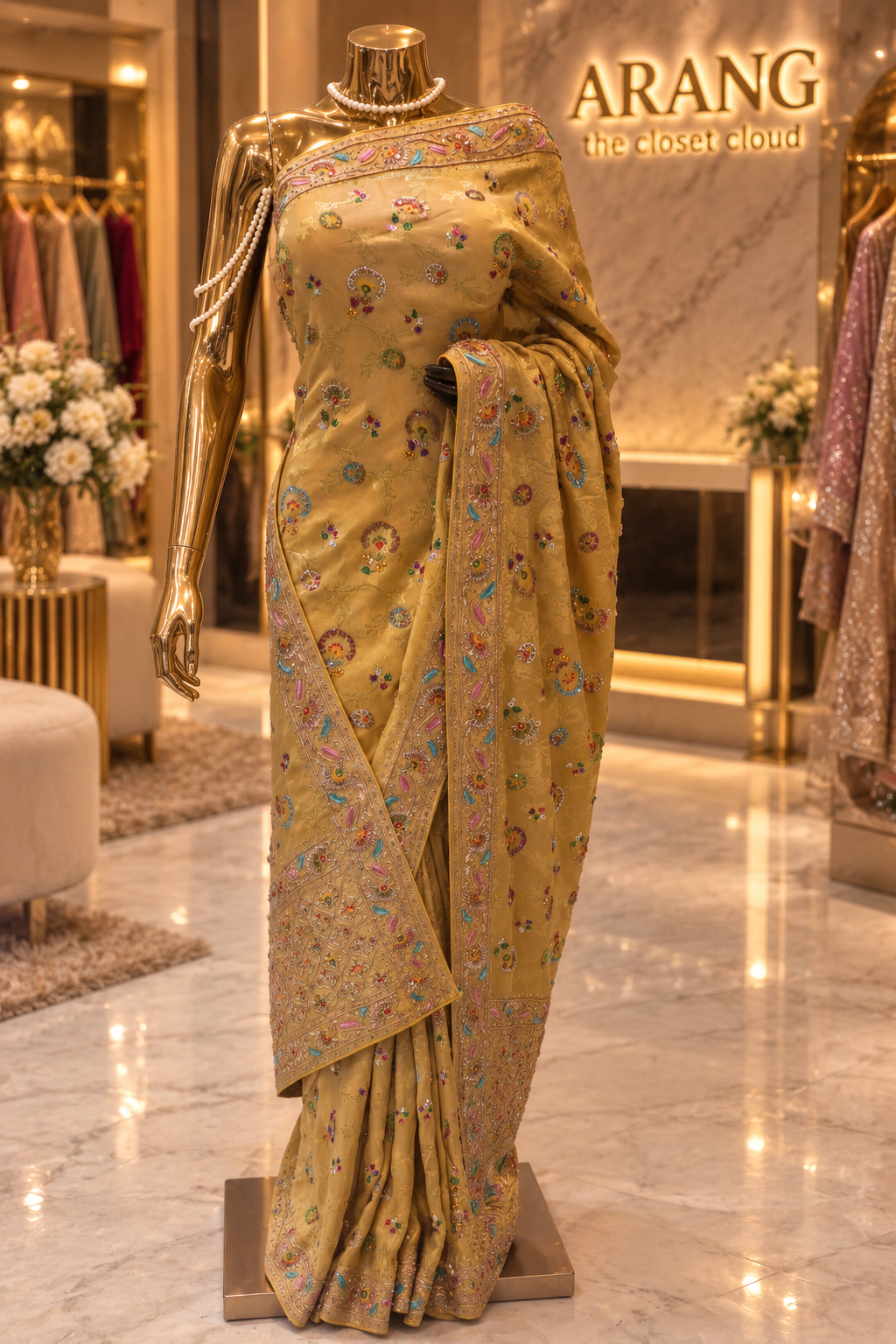 "The Mustard Gold" Premium Banarasi Handcrafted Saree