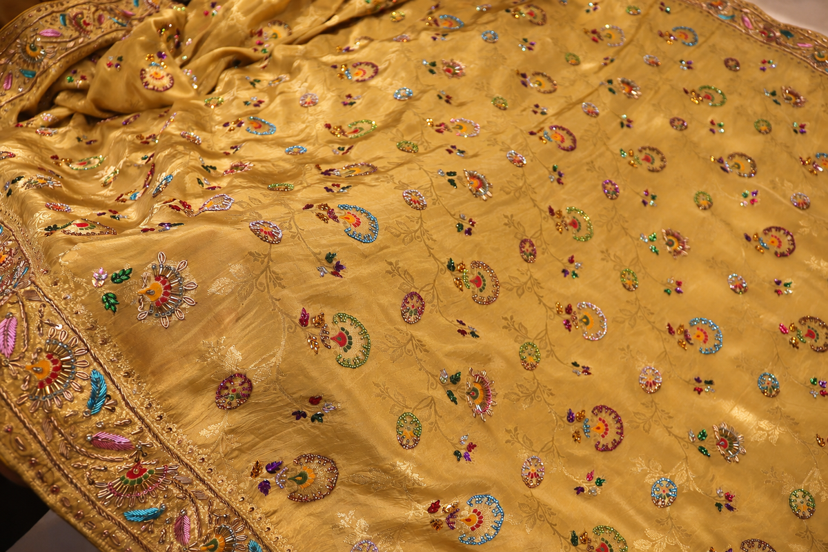 "The Mustard Gold" Premium Banarasi Handcrafted Saree