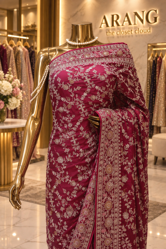 “The Wine Magenta” Premium Designer Saree