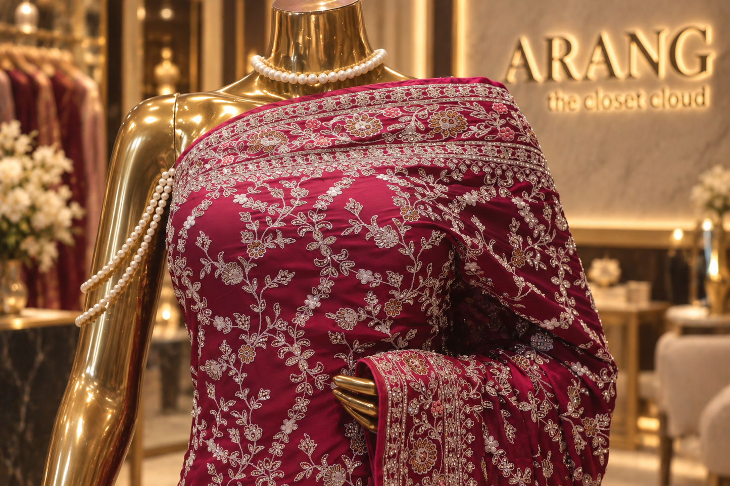 “The Wine Magenta” Premium Designer Saree