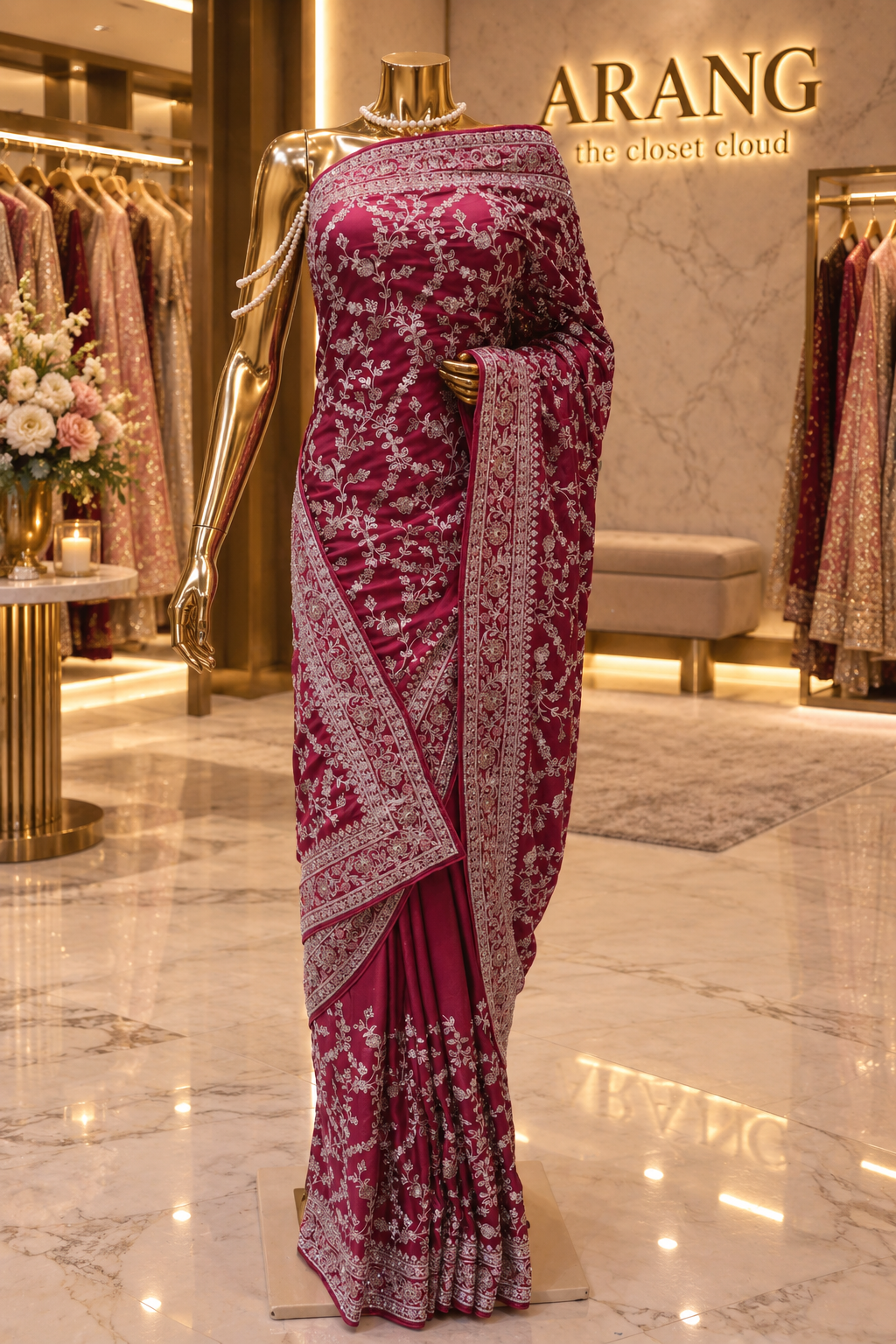 “The Wine Magenta” Premium Designer Saree