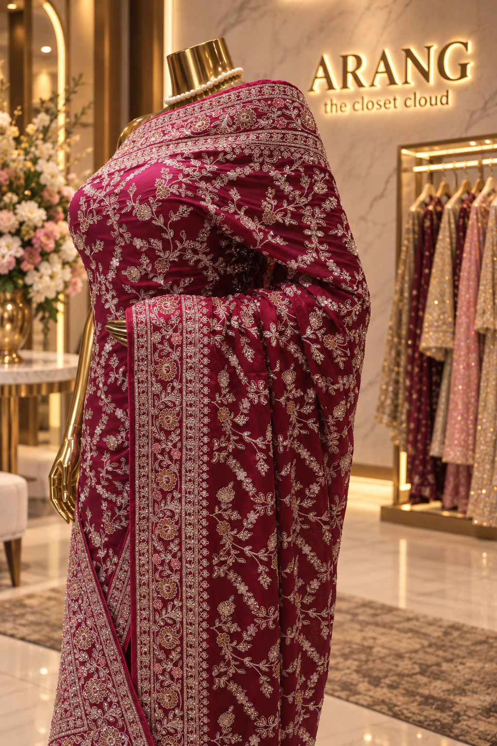 “The Wine Magenta” Premium Designer Saree