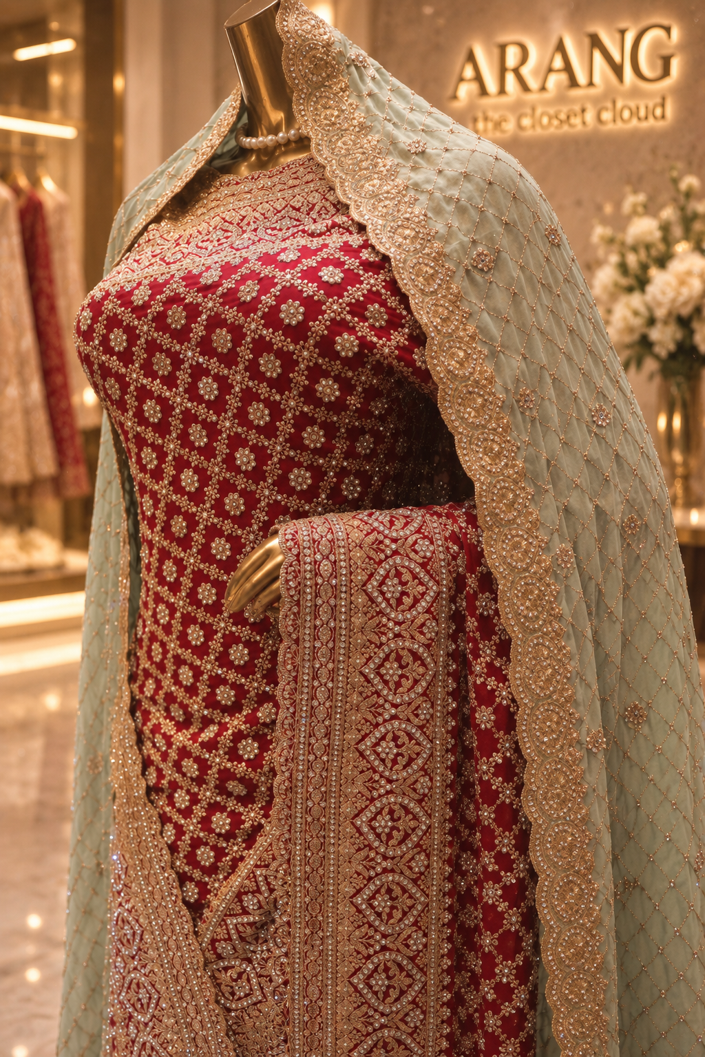 "The Royal Raspberry" Vol 2 Georgette Bridal Saree with Veil