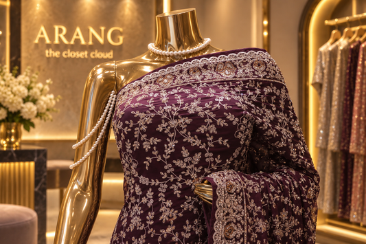 “The Royal Burgundy” Premium Designer Wedding Wear Saree