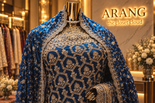 "The Royal Midnight Blue" Premium Bridal Wear Saree With Veil