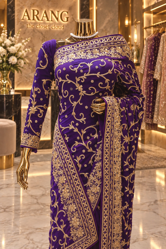 "The Royal Purple" Premium Handcrafted Saree