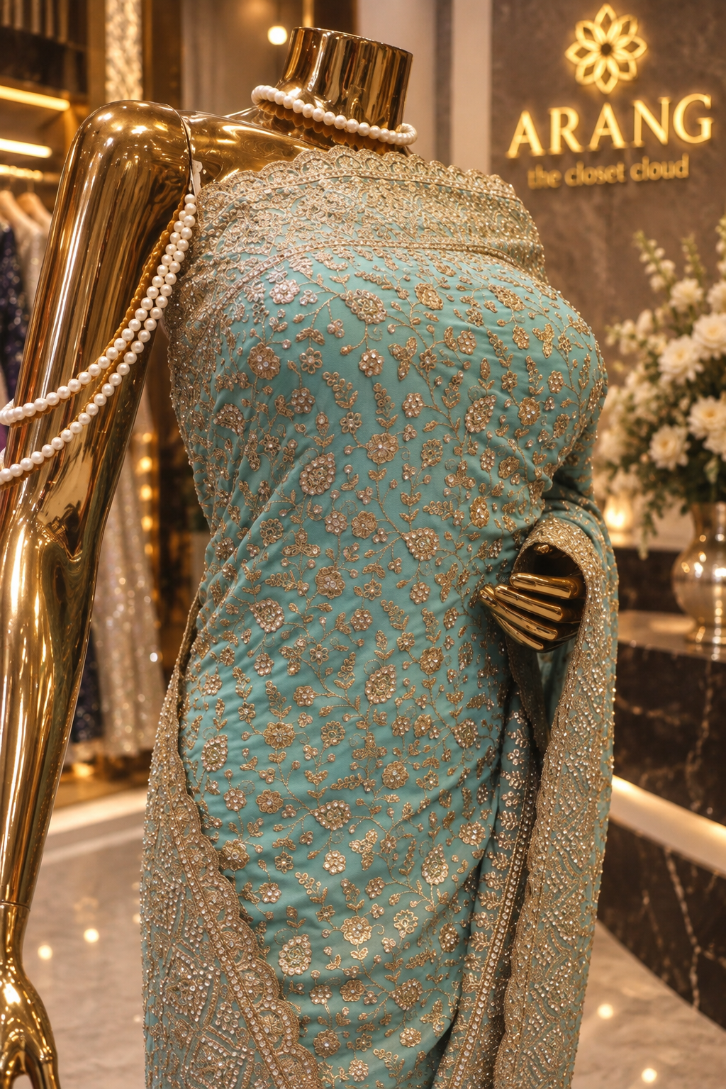 "The Royal Aqua" Premium Designer Saree