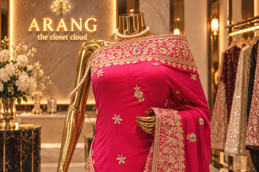 “The Fuchsia Pink" Premium Handcrafted Saree