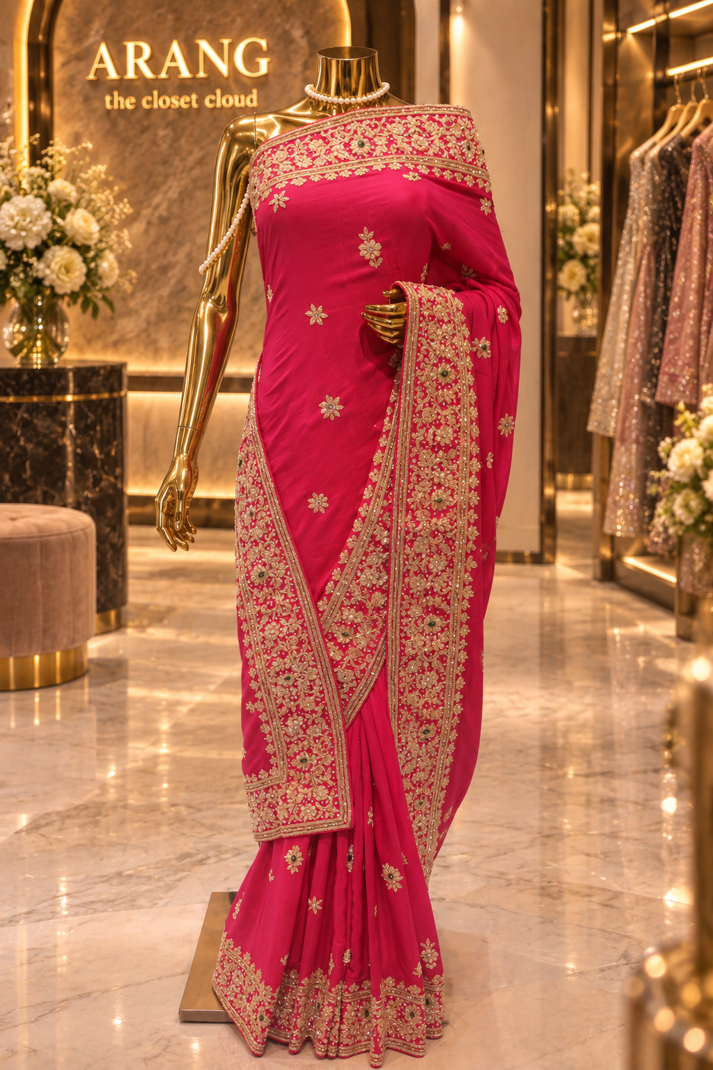 “The Fuchsia Pink" Premium Handcrafted Saree