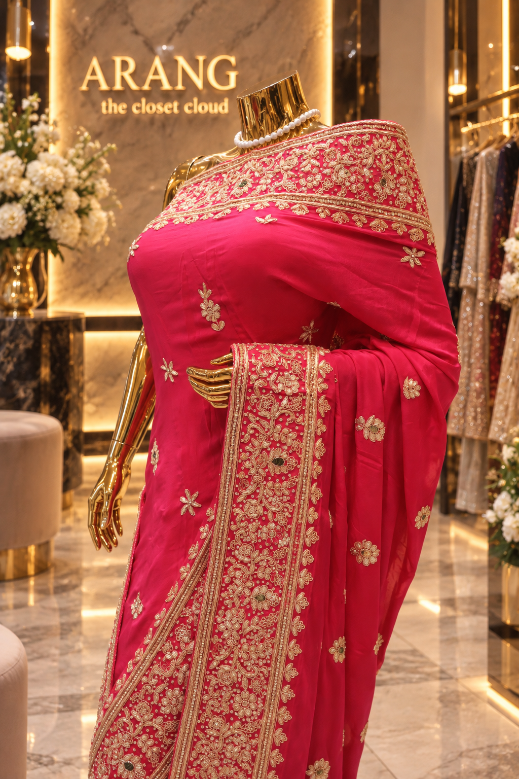 “The Fuchsia Pink" Premium Handcrafted Saree