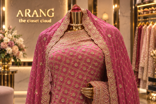 "The Royal Rose Pink" Bridal Saree with Veil