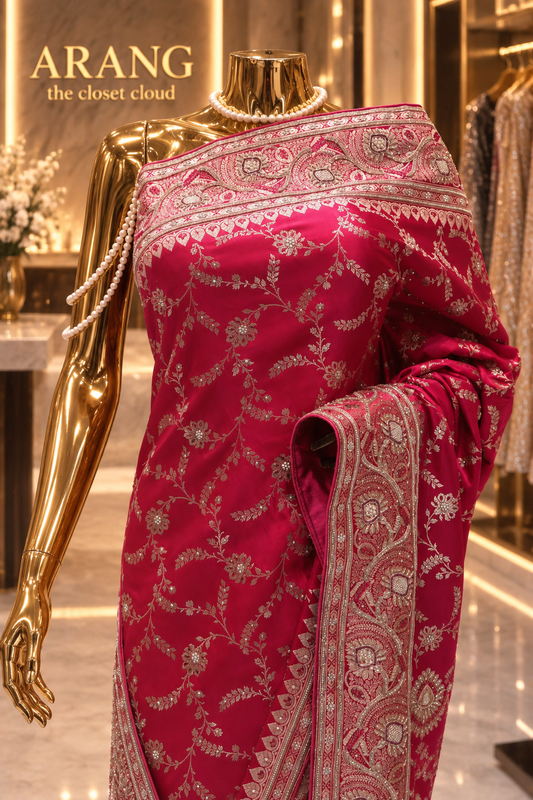 "The Rani Pink" Premium Banarasi Handcrafted Silk Saree