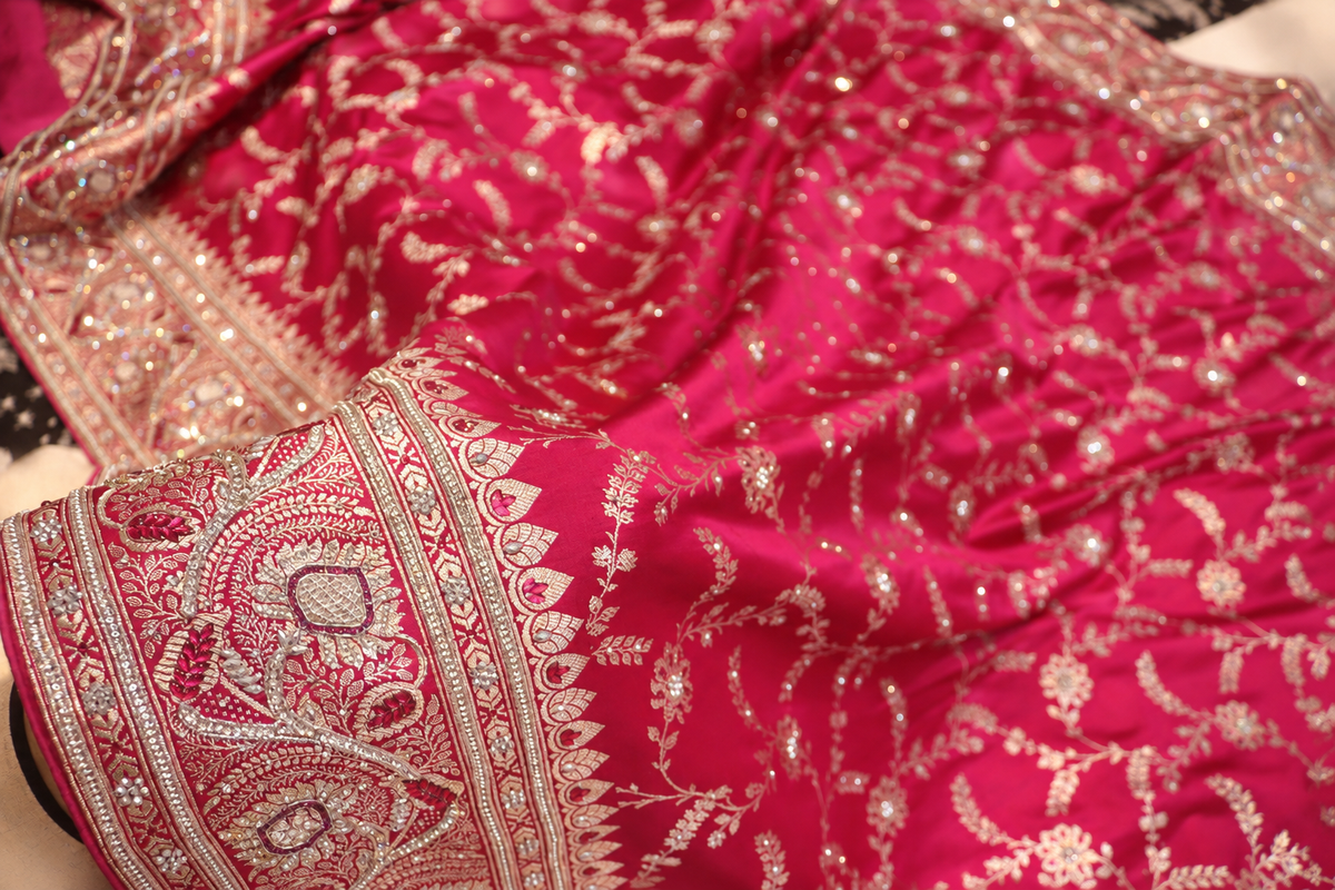 "The Rani Pink" Premium Banarasi Handcrafted Silk Saree