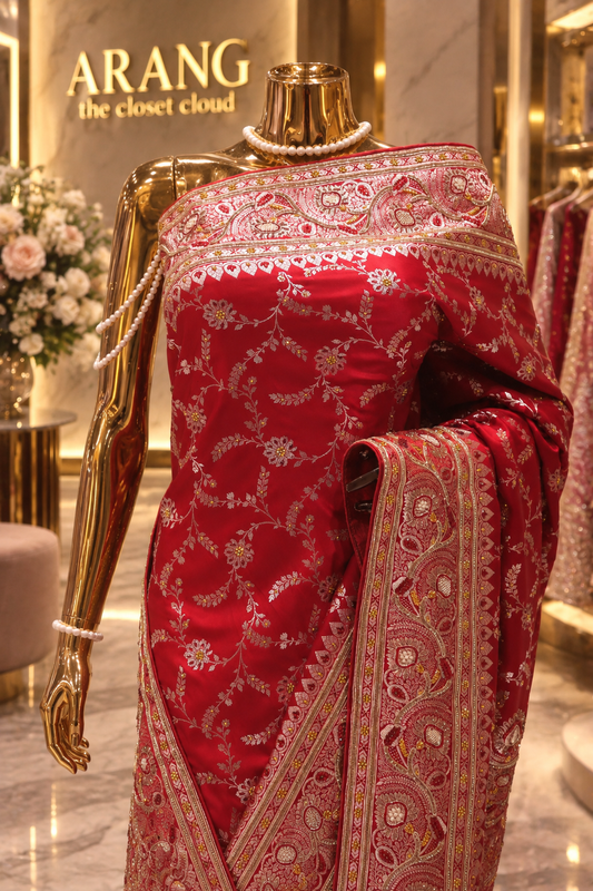 'The Luxurious Royal Maroon" Premium Banarasi Silk Saree