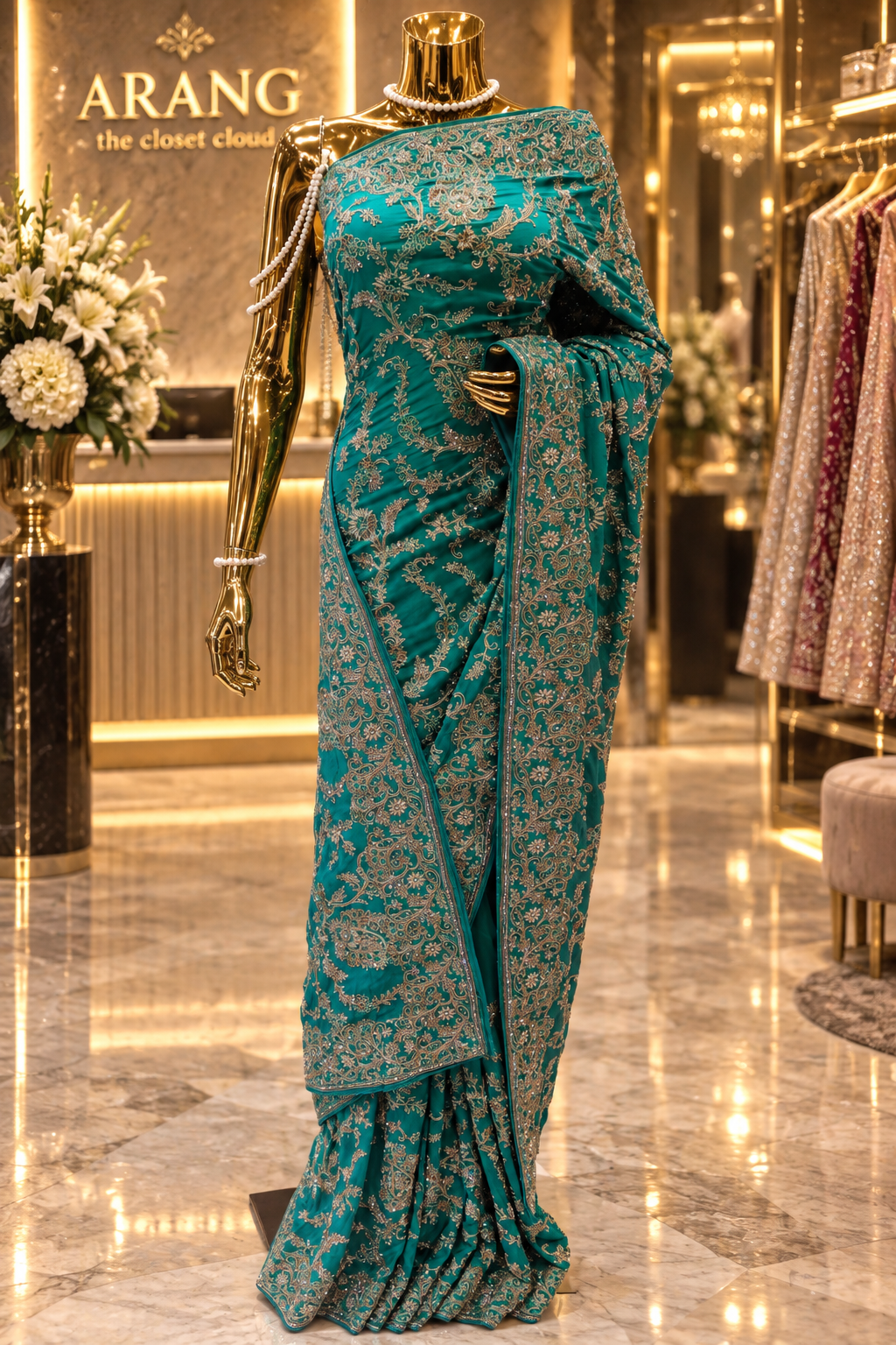 "The Peacock Green" Premium Wedding Wear Saree