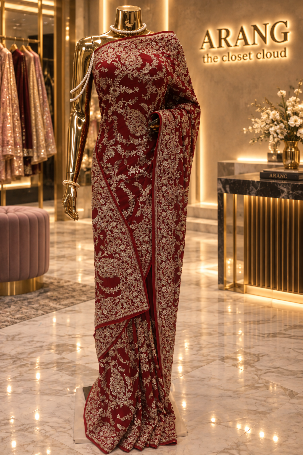 "The Luxury Maroon" Premium Wedding Wear Saree