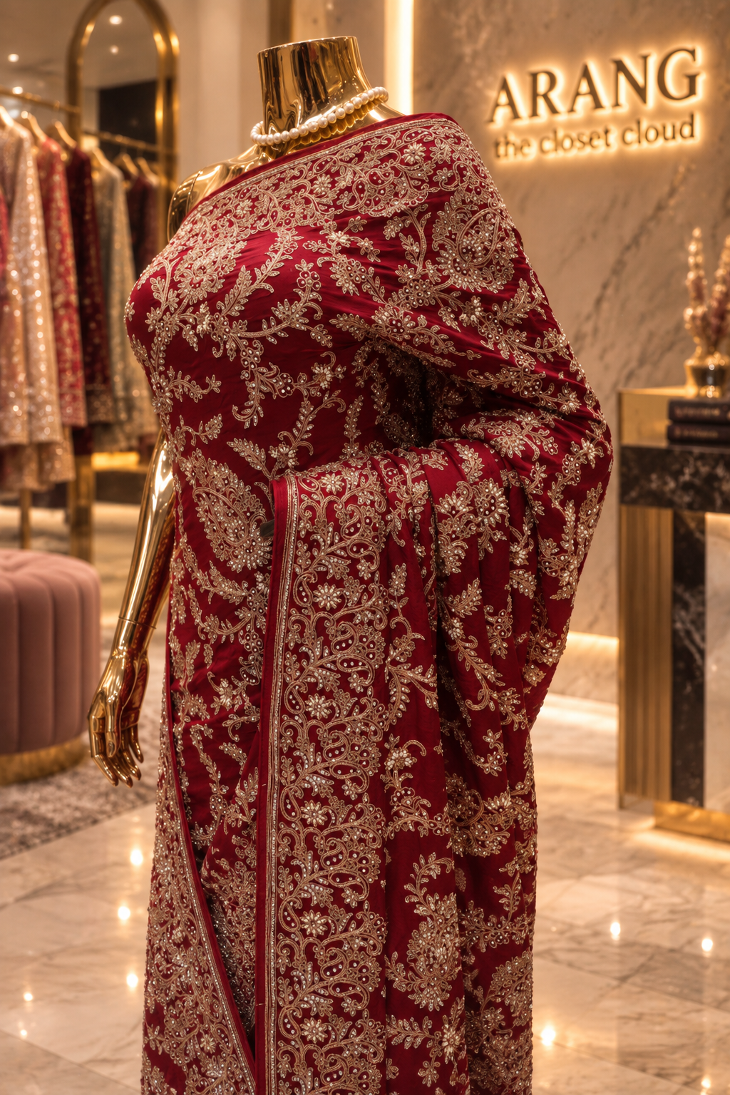 "The Luxury Maroon" Premium Wedding Wear Saree