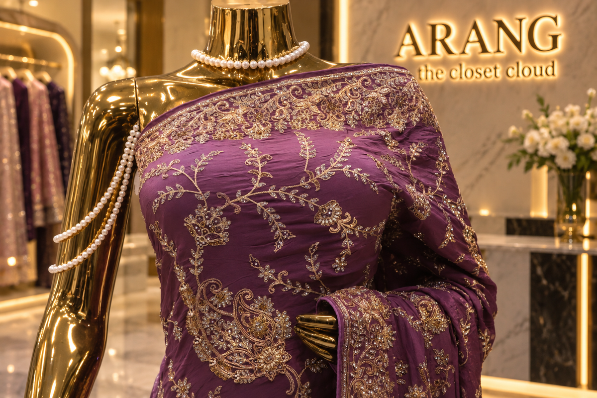 "The Luxury Mauve Purple" Premium Wedding Wear Saree