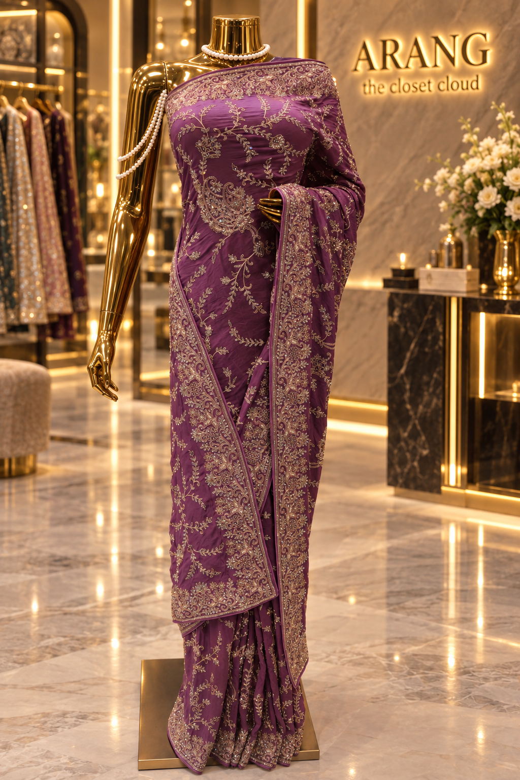 "The Luxury Mauve Purple" Premium Wedding Wear Saree