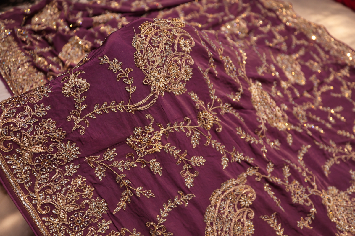 "The Luxury Mauve Purple" Premium Wedding Wear Saree