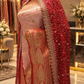 "The Luxury Pastel Pink & Crimson Red" Premium Banarasi Silk Saree with Bridal Veil