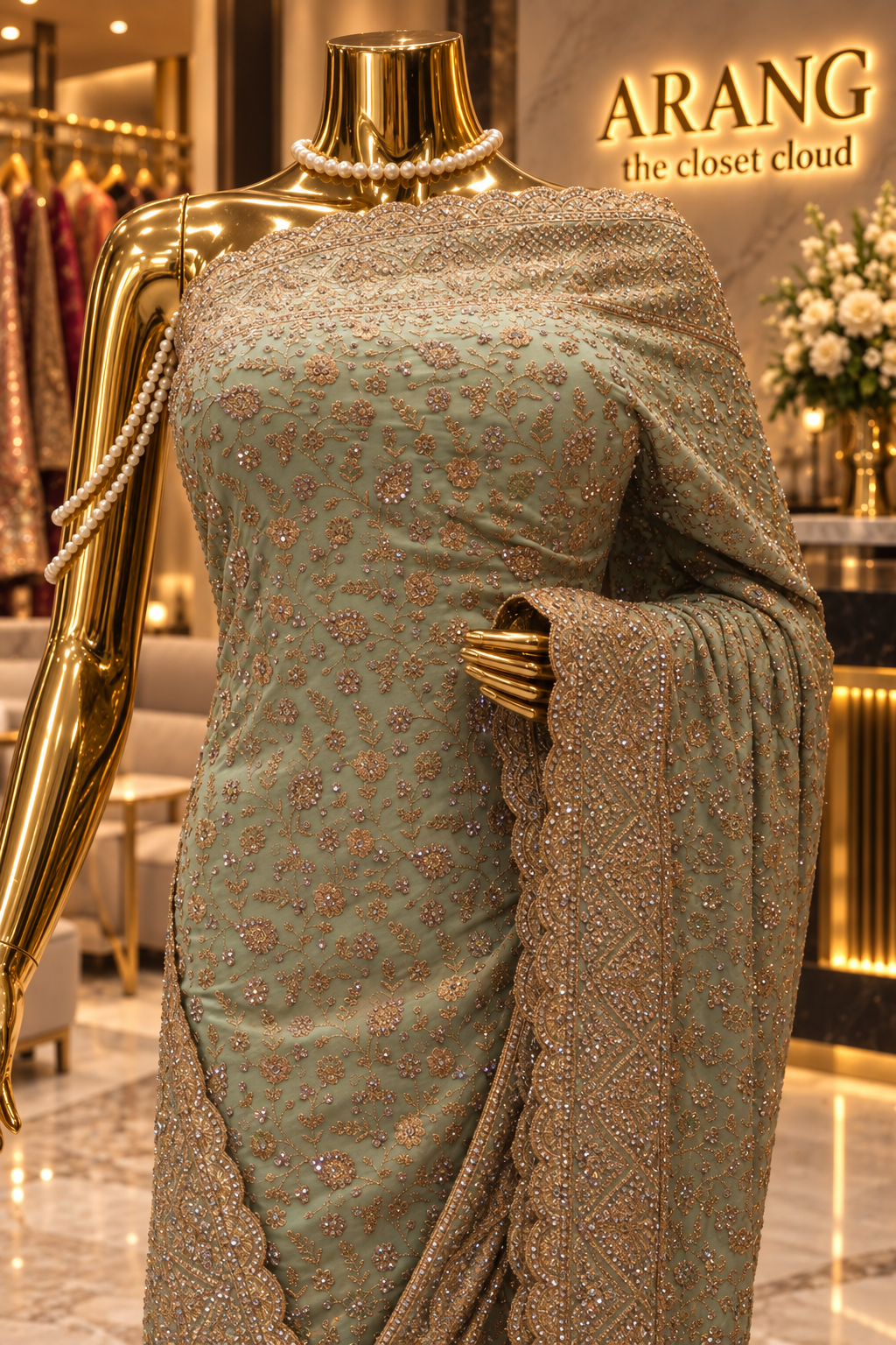 "The Sage Green" Premium Designer Saree