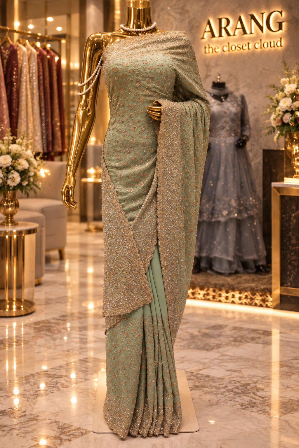 "The Sage Green" Premium Designer Saree