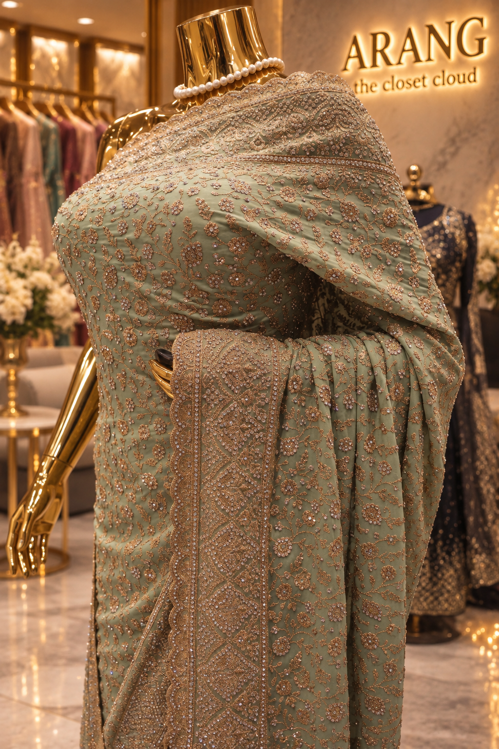 "The Sage Green" Premium Designer Saree