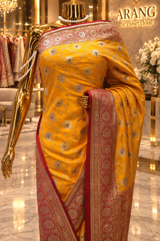 The Luxury Haldi Yellow" Premium Banarasi Silk Saree