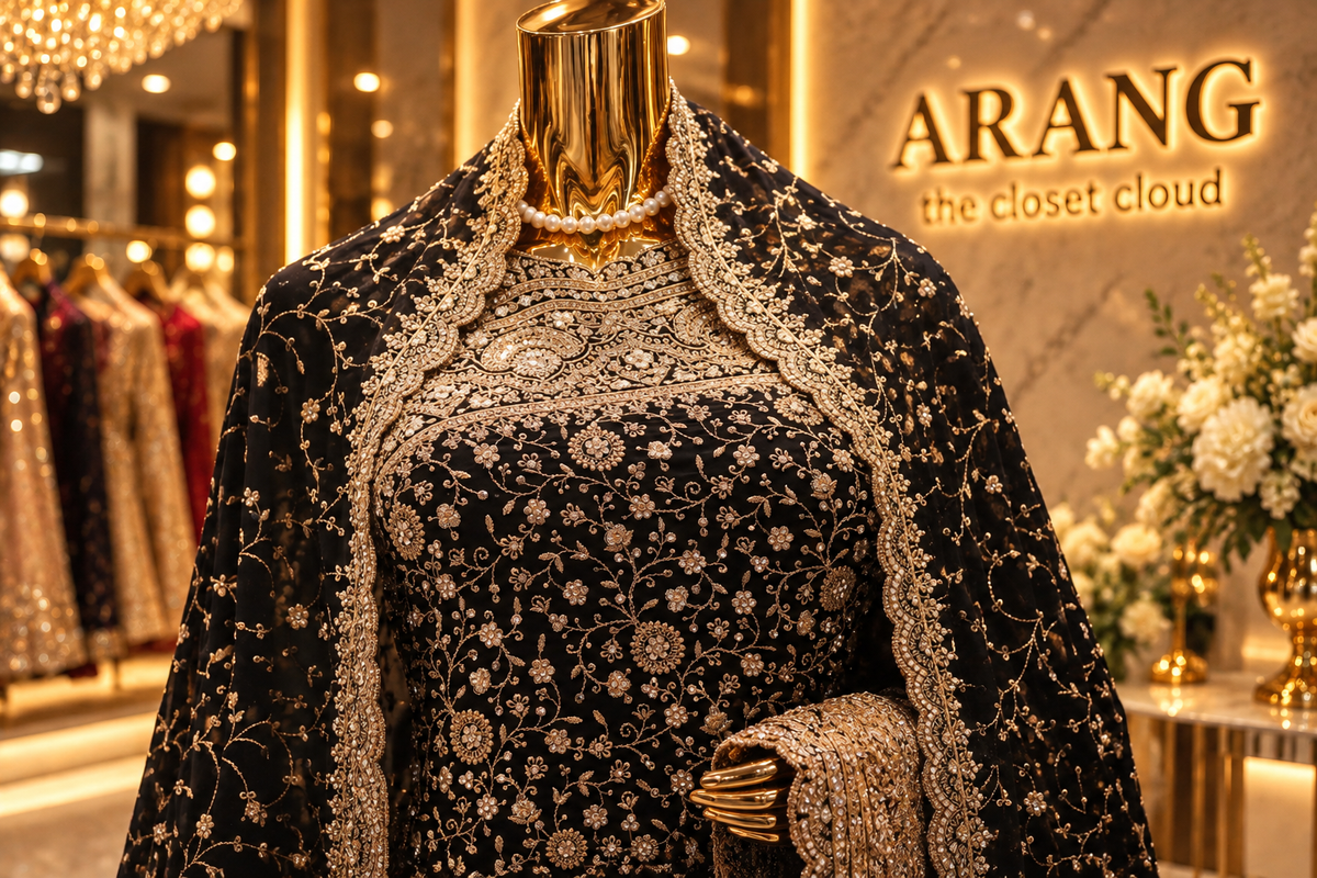 "The Royal Black" Premium Designer Saree with Veil