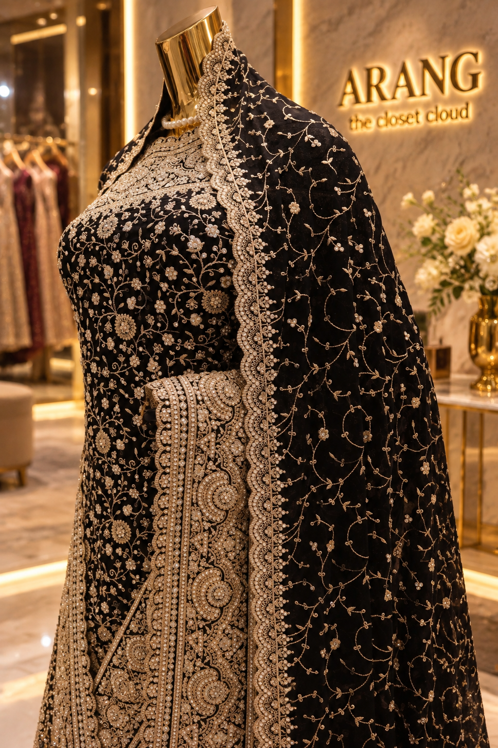 "The Royal Black" Premium Designer Saree with Veil