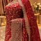 "The Luxury Crimson Red" Premium Bridal Saree with Veil