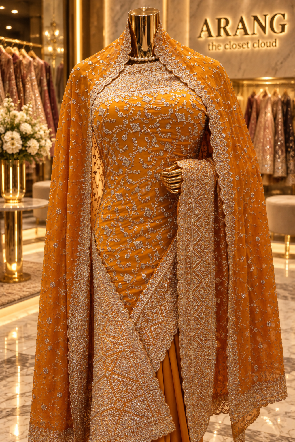 "The Royal Yellow" Premium Designer Saree with Veil