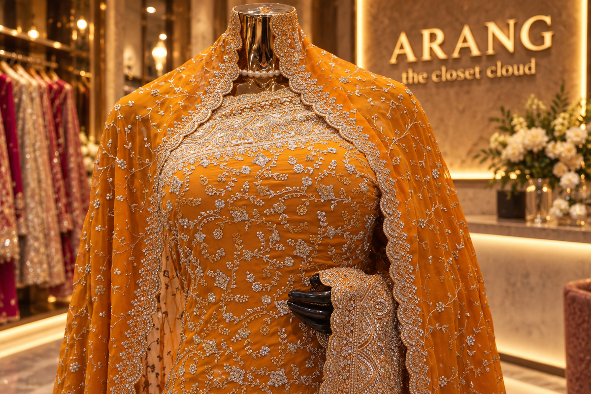 "The Royal Yellow" Premium Designer Saree with Veil