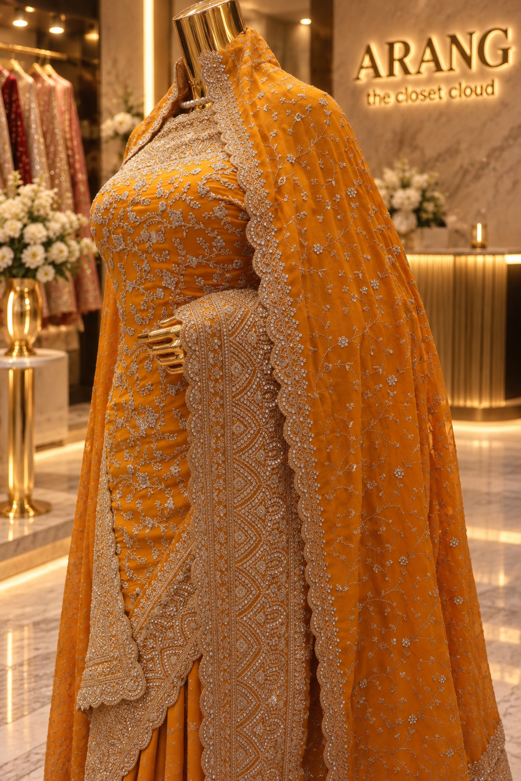 "The Royal Yellow" Premium Designer Saree with Veil