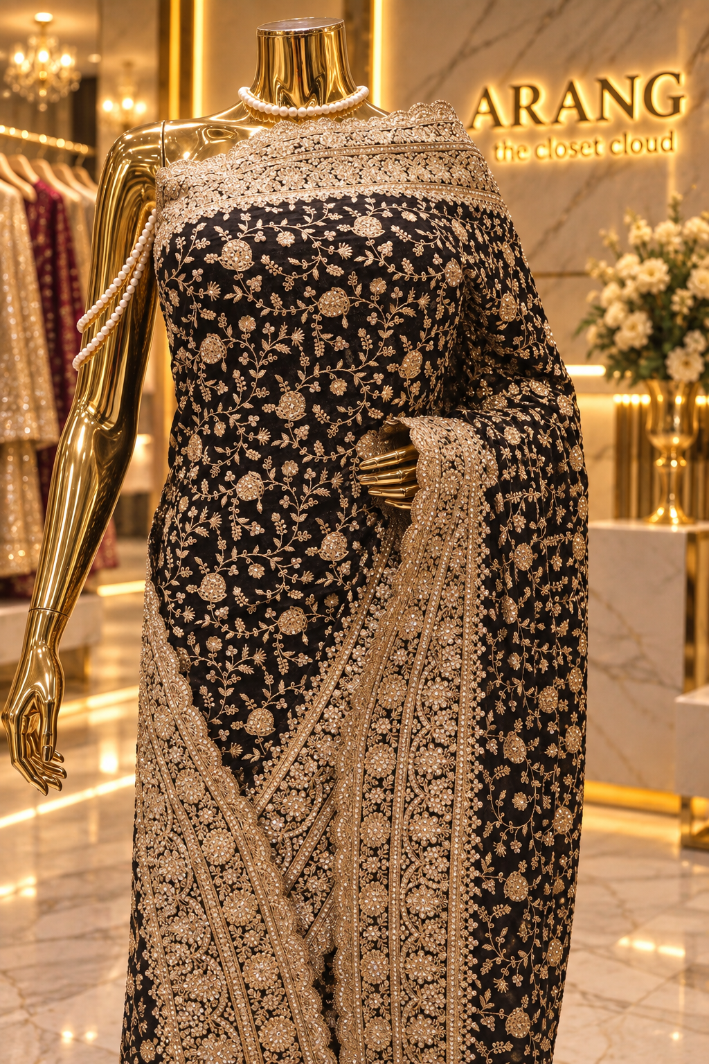 "The Luxury Jet Black" Premium Designer Saree