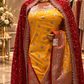 The Luxury Haldi Yellow" Premium Banarasi Silk Saree With Veil