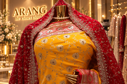 The Luxury Haldi Yellow" Premium Banarasi Silk Saree With Veil