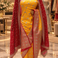 The Luxury Haldi Yellow" Premium Banarasi Silk Saree With Veil
