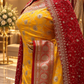 The Luxury Haldi Yellow" Premium Banarasi Silk Saree With Veil