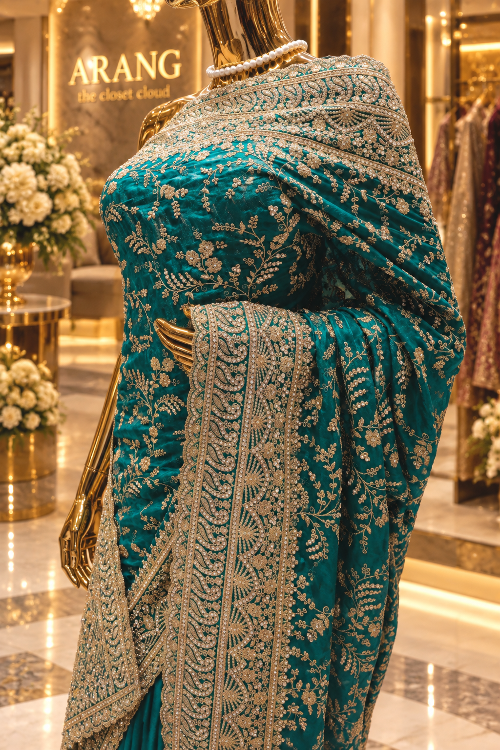 "The Luxury Teal Saree" Premium Designer Saree