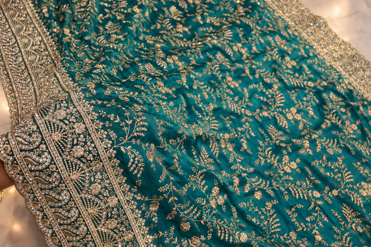 "The Luxury Teal Saree" Premium Designer Saree