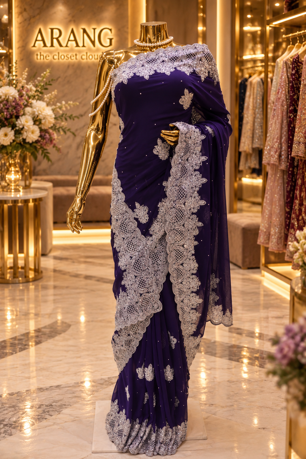 "The Royal Navy Blue" Premium Designer Saree