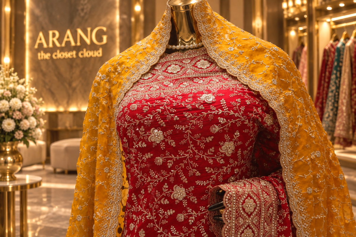 "The Luxury Bridal Red" Premium Bridal Saree With Veil