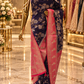 "The Royal Navy Blue" Premium Banarasi Crepe Silk Saree