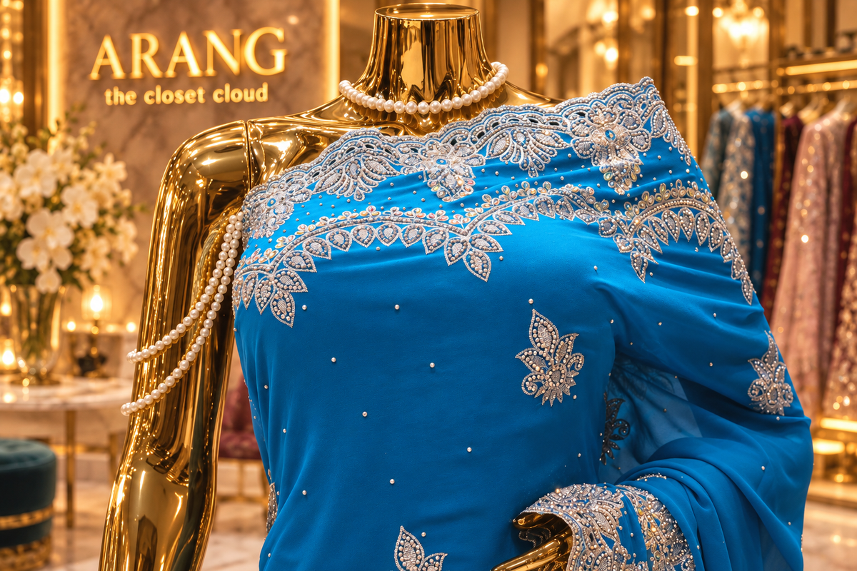 "The Vibrant Turquoise" Premium Designer Saree
