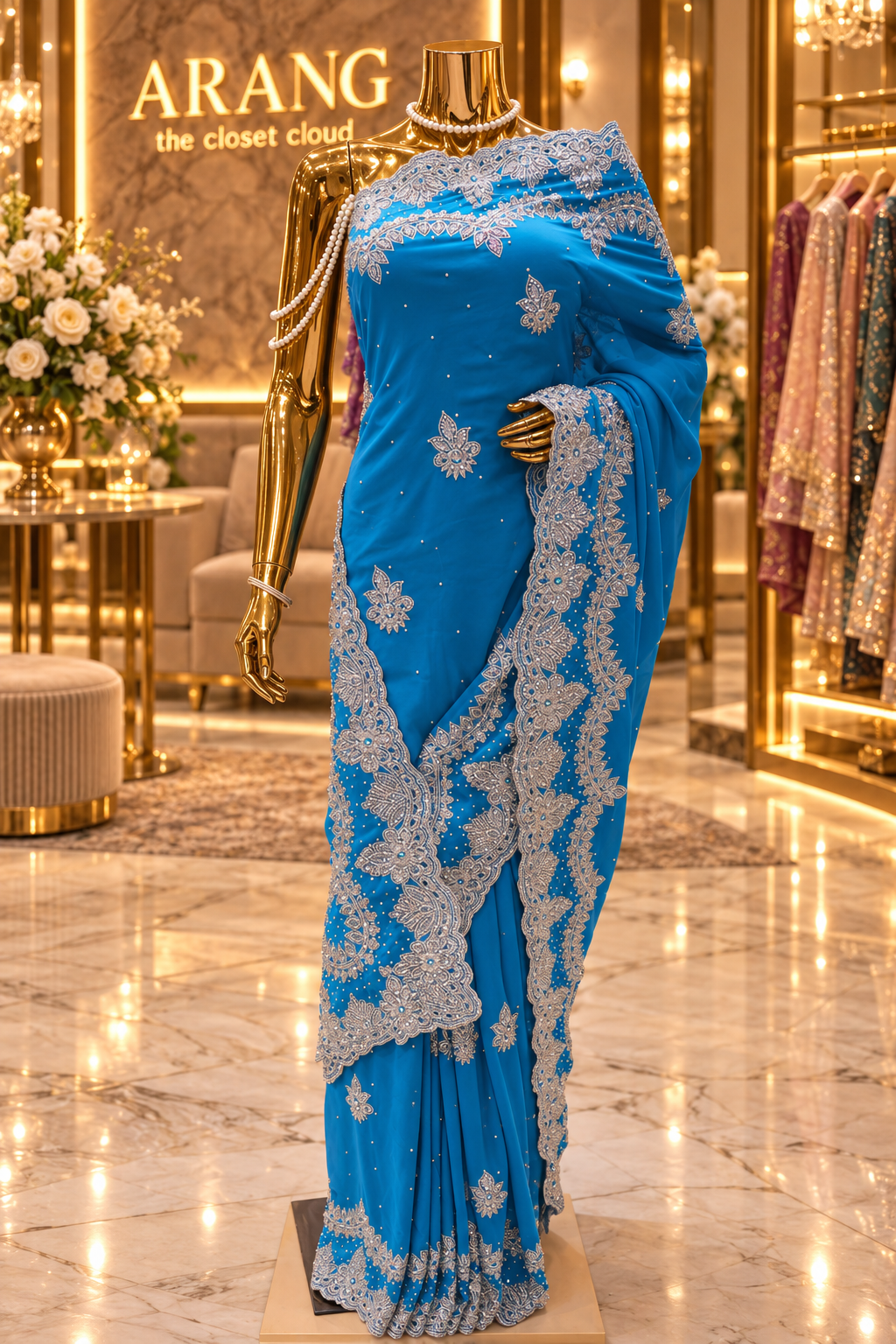 "The Vibrant Turquoise" Premium Designer Saree