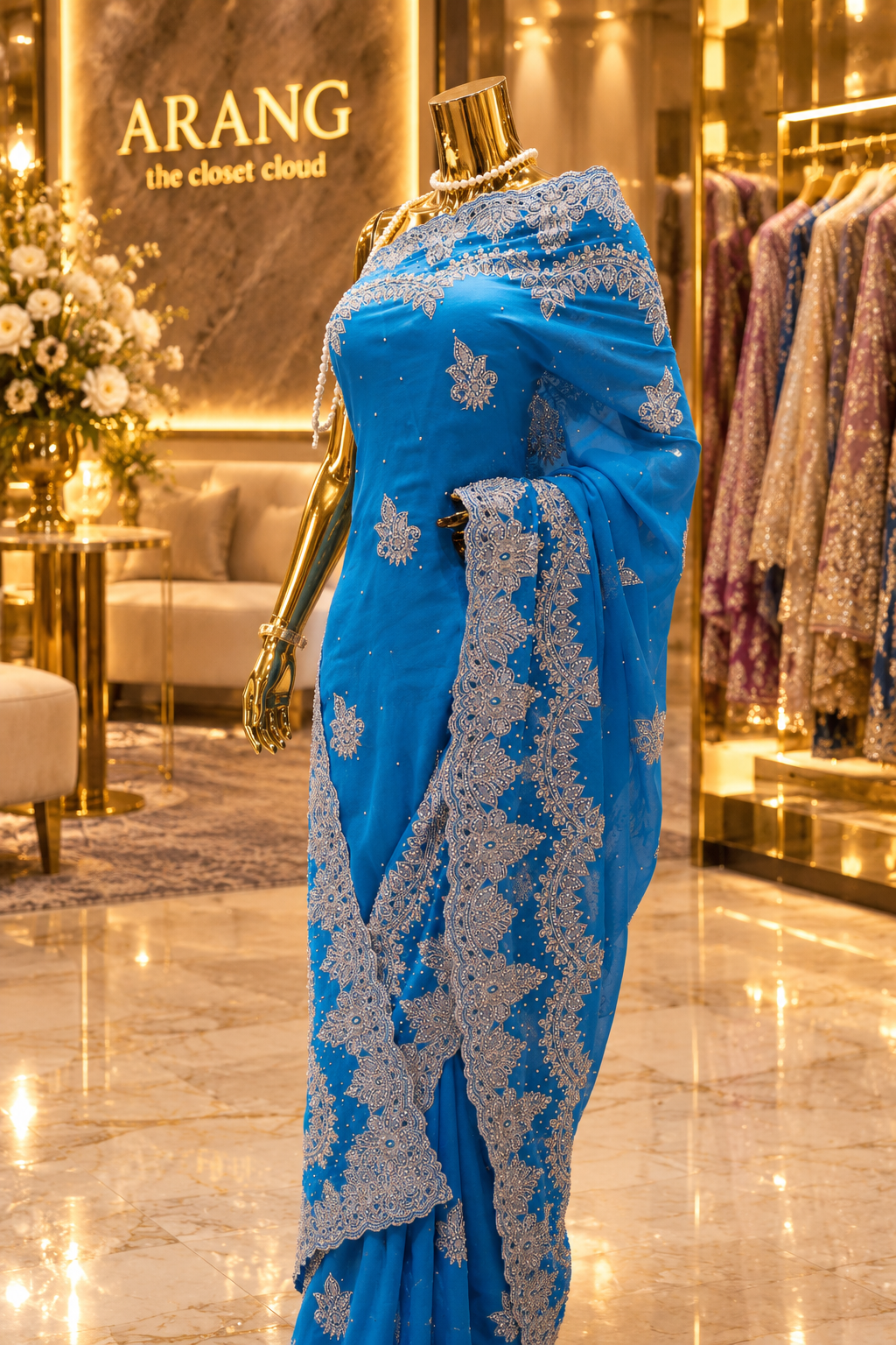 "The Vibrant Turquoise" Premium Designer Saree